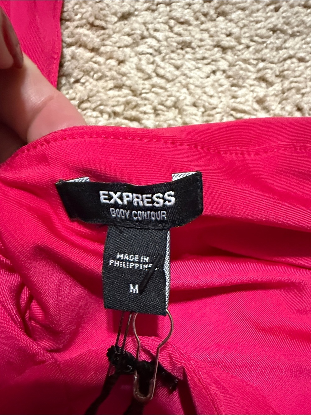 Express Body Contour Compression Empire V-Neck Bodysuit Pink Medium Thong NWT - Picture 4 of 7